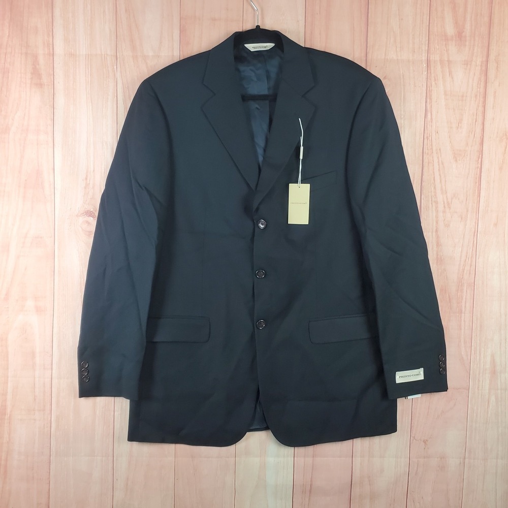 Pronto Uomo Blazer Jacket Mens 42 Tall Wool Notch Lapel Single Breasted Formal